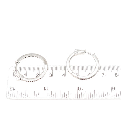 925 Sterling Silver Round-Cut C Z In & Out Hoop Earrings