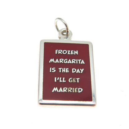 925 Sterling Silver Enamel Frozen Margarita Is The Day I'll Get Married Pendant