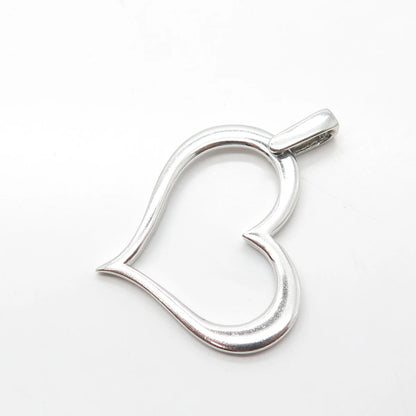 925S Sterling Silver Vintage Italy Open Heart Modernist Pendant