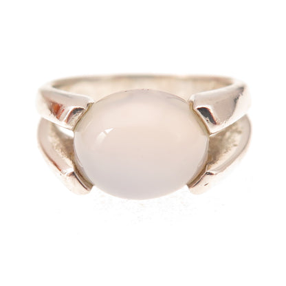 Chapal Zenray 925 Sterling Silver Vintage Real Chalcedony Modernist Ring Size 9