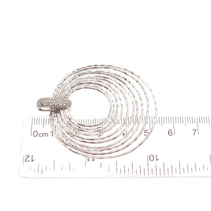 925 Sterling Silver Real Diamond Modernist 10 Interlocked Circle Pendant