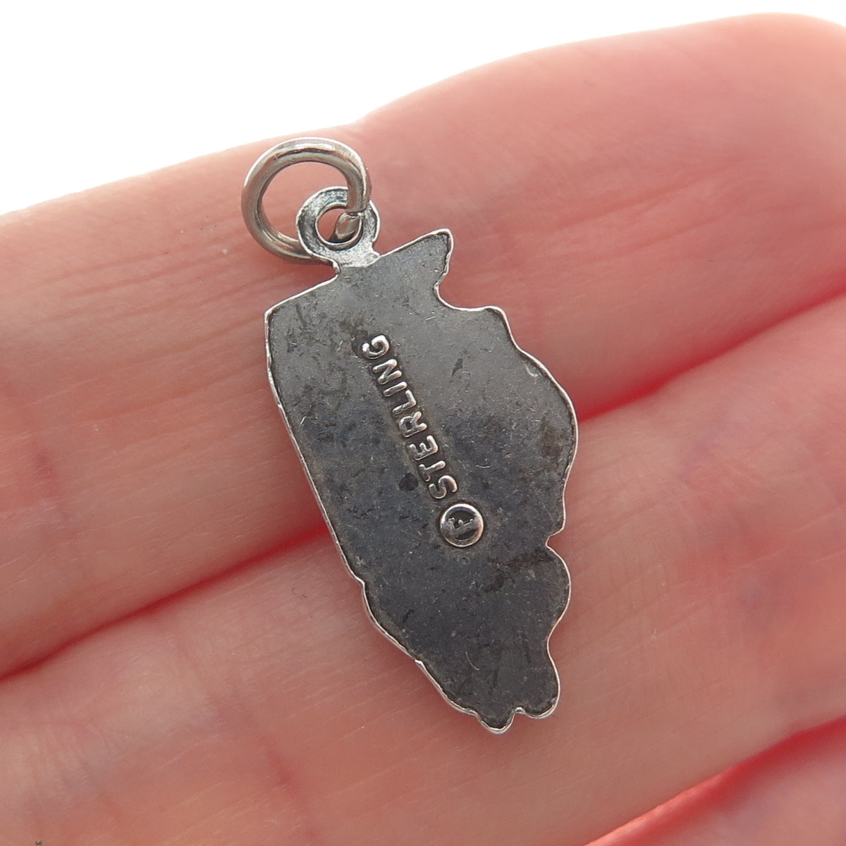 FRENCH & FRANKLIN Sterling Silver Vintage Illinois Oxidized Minimalist Pendant