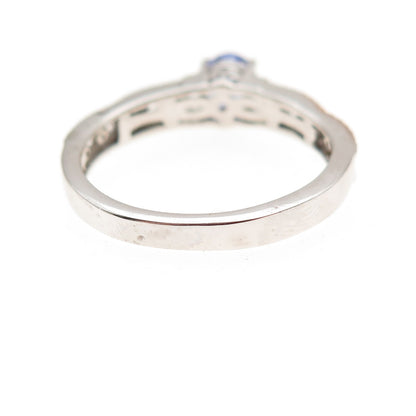 Chuck Clemency 925 Sterling Silver Real Tanzanite & White Topaz Ring Size 8.25