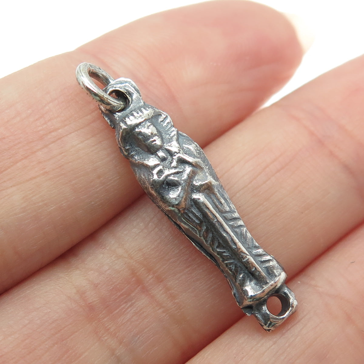 800 Silver Vintage Egyptian Pharaoh Oxidized Charm Pendant