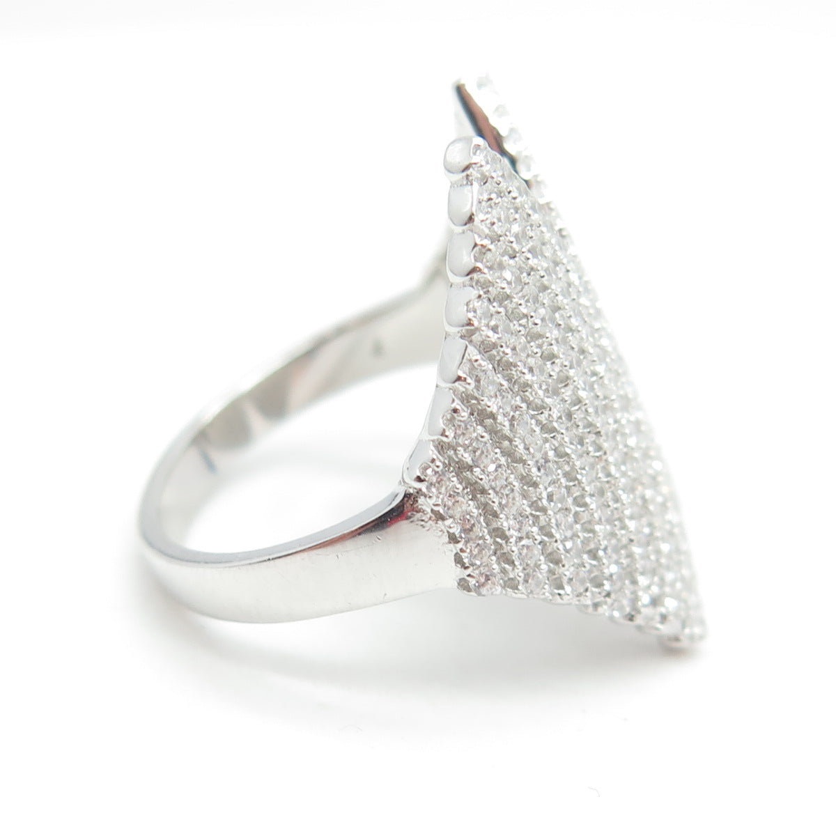 925 Sterling Silver Pave C Z Wings Ring Size 7
