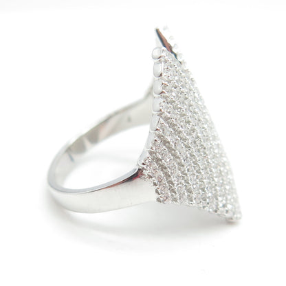 925 Sterling Silver Pave C Z Wings Ring Size 7