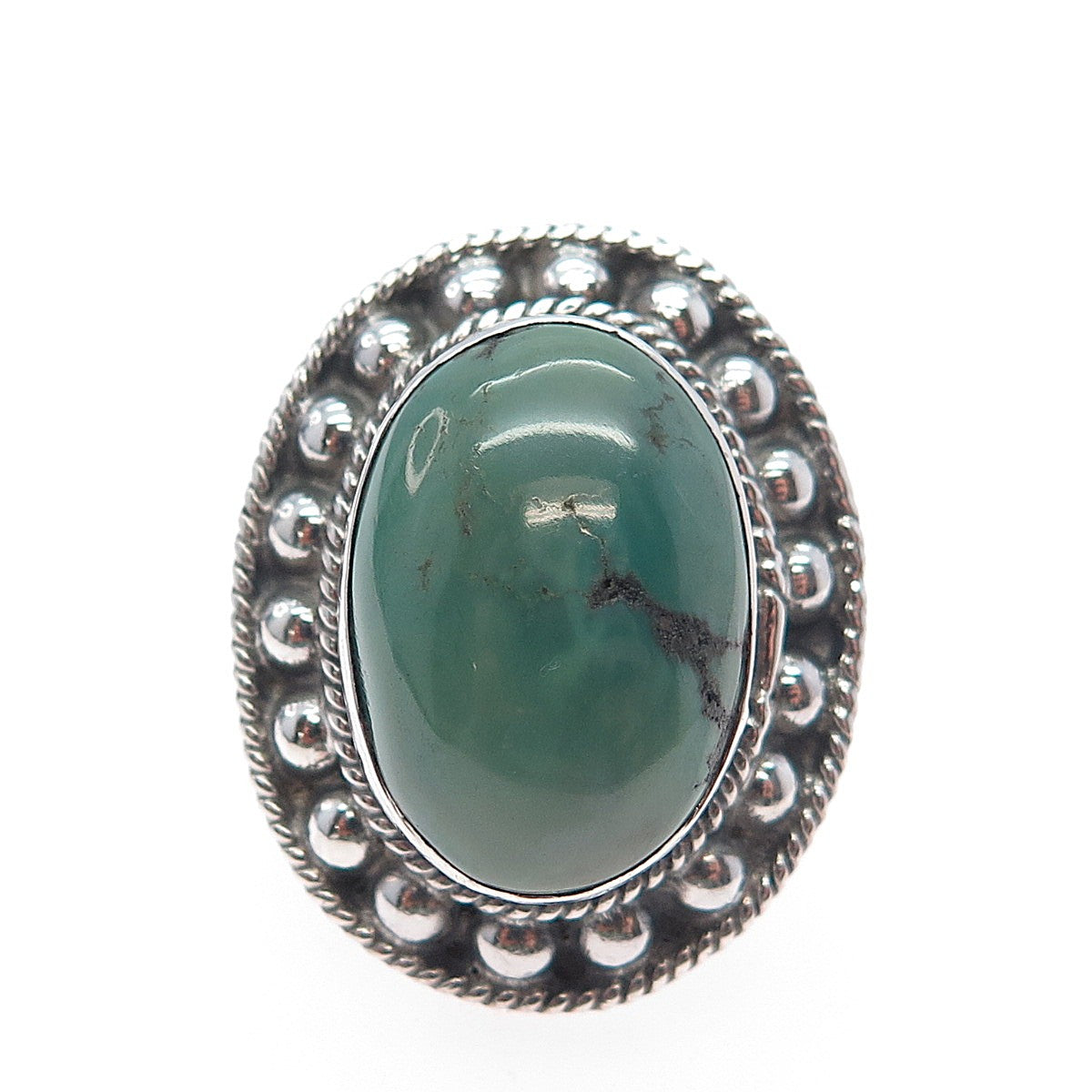 925 Sterling Silver Vintage Real Royston Turquoise Beaded Ring Size 8.25
