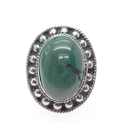 925 Sterling Silver Vintage Real Royston Turquoise Beaded Ring Size 8.25