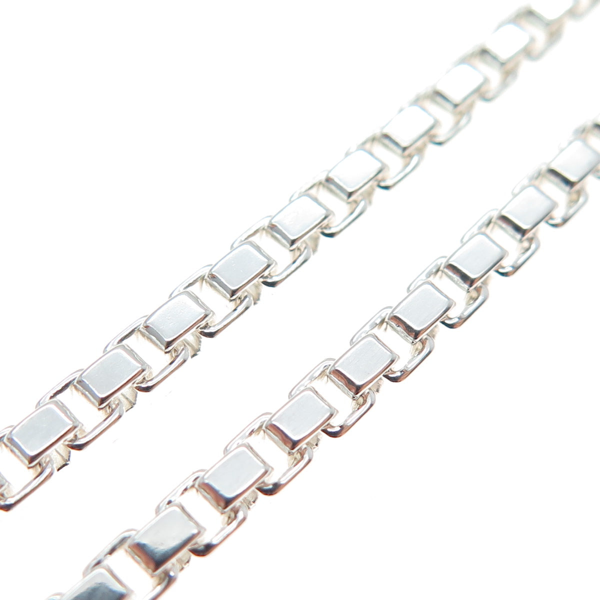 925 Sterling Silver Vintage Italy Box Chain Necklace 18"