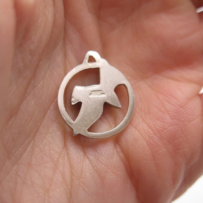 925 Sterling Silver Vintage Creed Flying Bird Charm Pendant