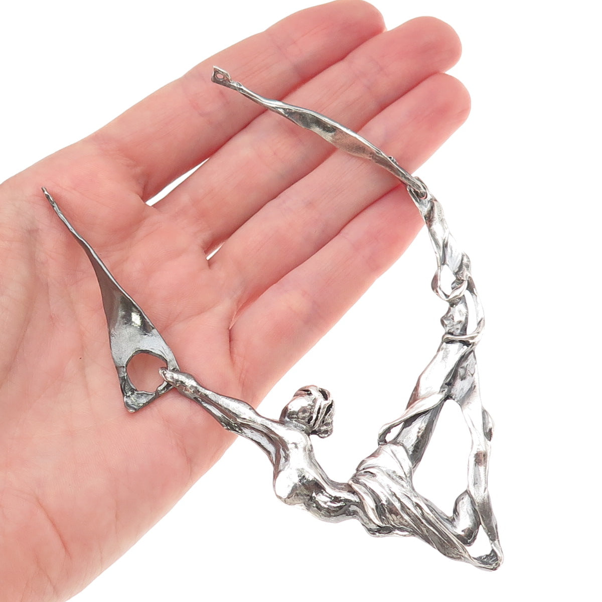 925 Sterling Silver Vintage Dancer Modernist Oxidized Centerpiece of Necklace