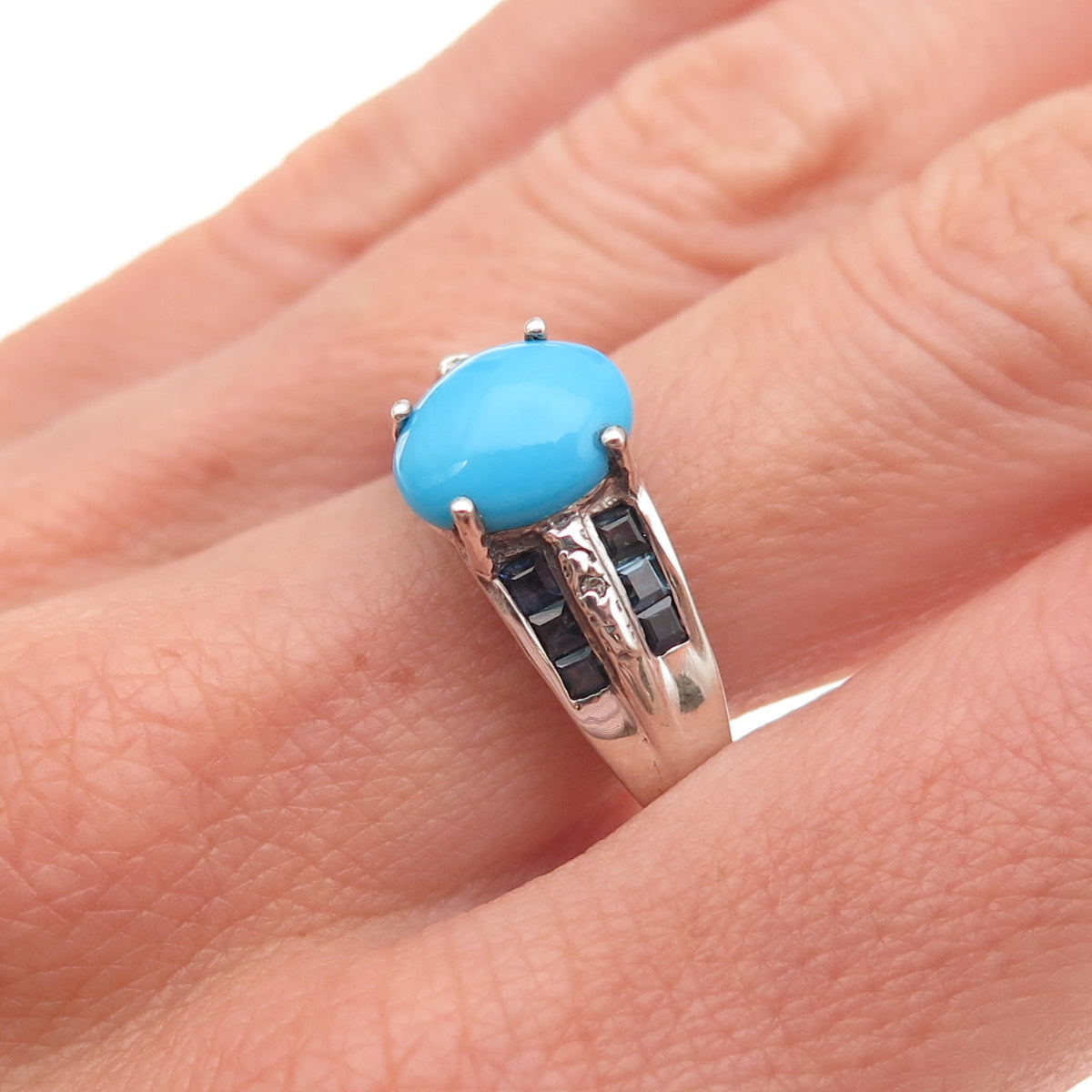 Chuck Clemency 925 Sterling Silver Real Diamond Turquoise Sapphire Ring Size 10