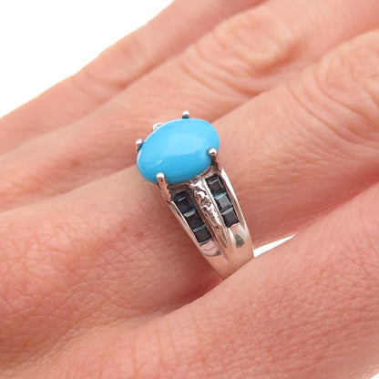 Chuck Clemency 925 Sterling Silver Real Diamond Turquoise Sapphire Ring Size 10