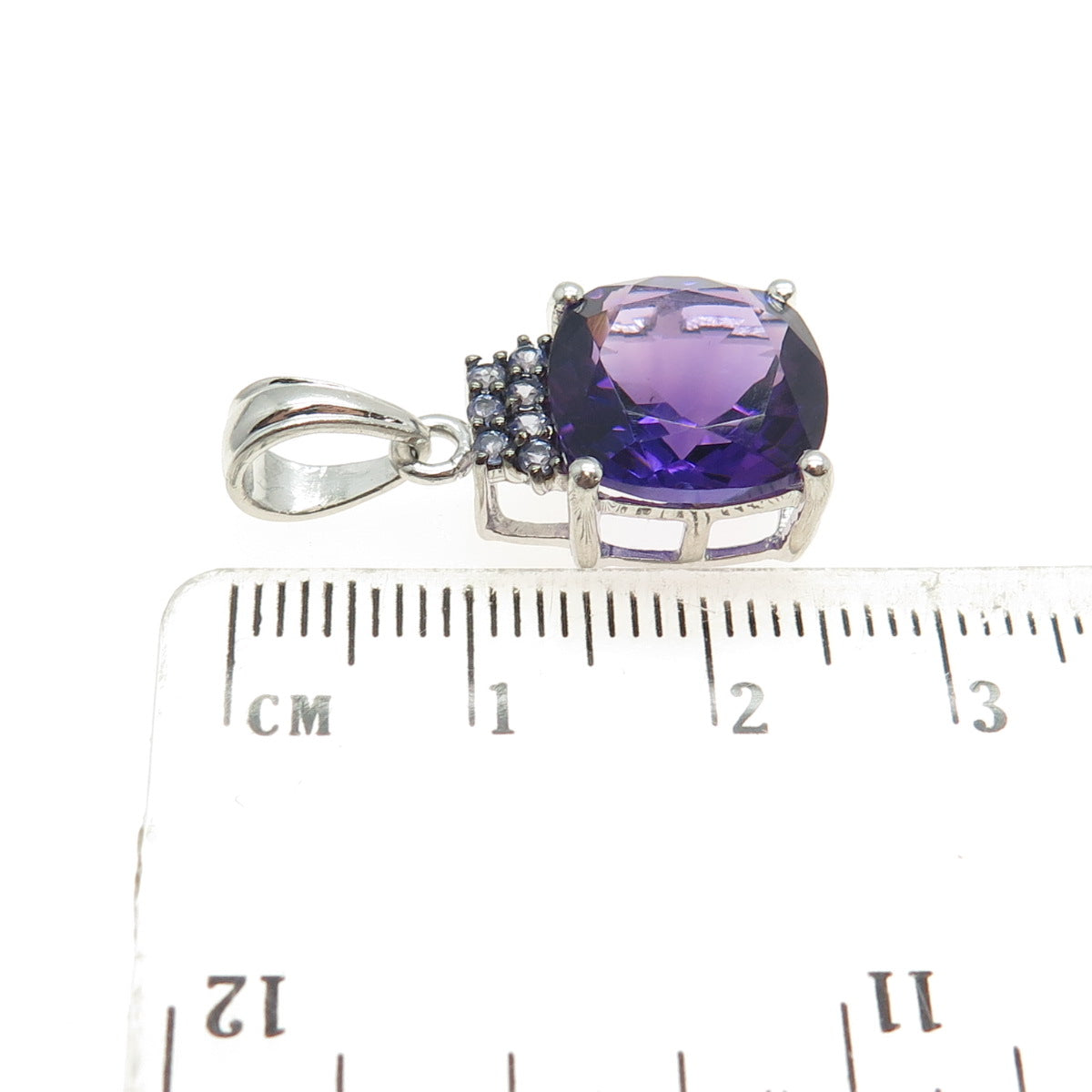 925 Sterling Silver Real Amethyst & Tanzanite Gemstone Pendant