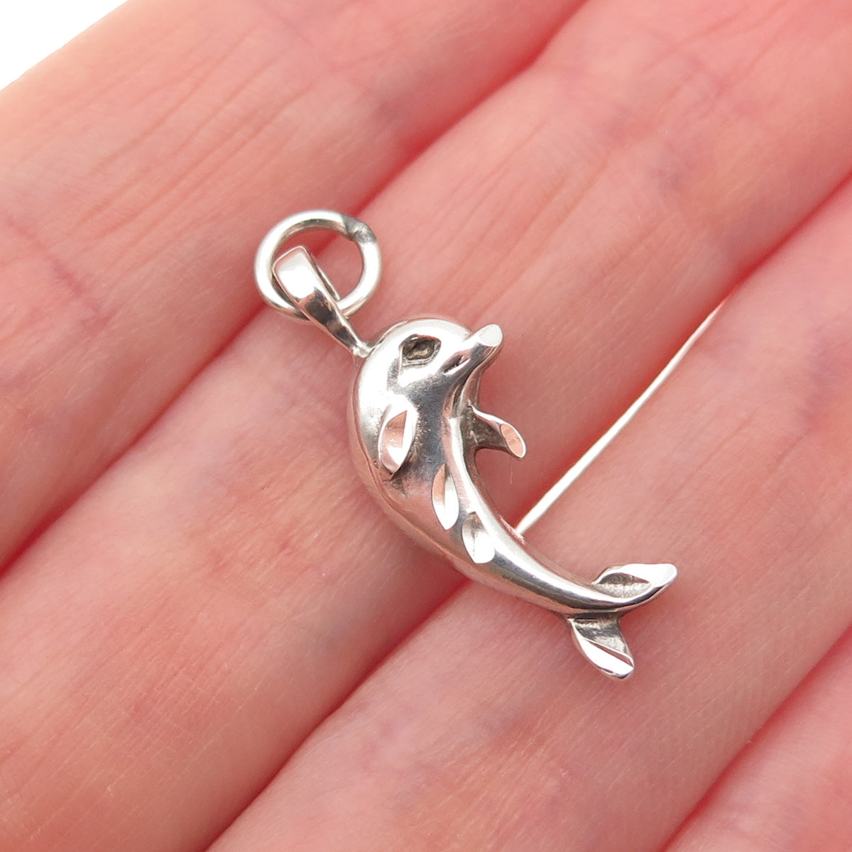 925 Sterling Silver Vintage Friendly Dolphin Mini Charm Pendant