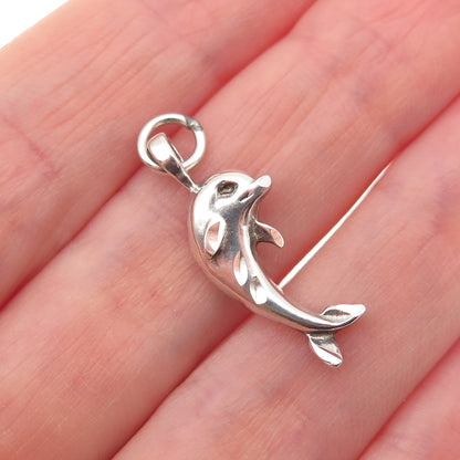 925 Sterling Silver Vintage Friendly Dolphin Mini Charm Pendant
