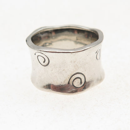 Didae 925 Sterling Silver Vintage Israel Modernist Spiral Oxidized Ring Size 8