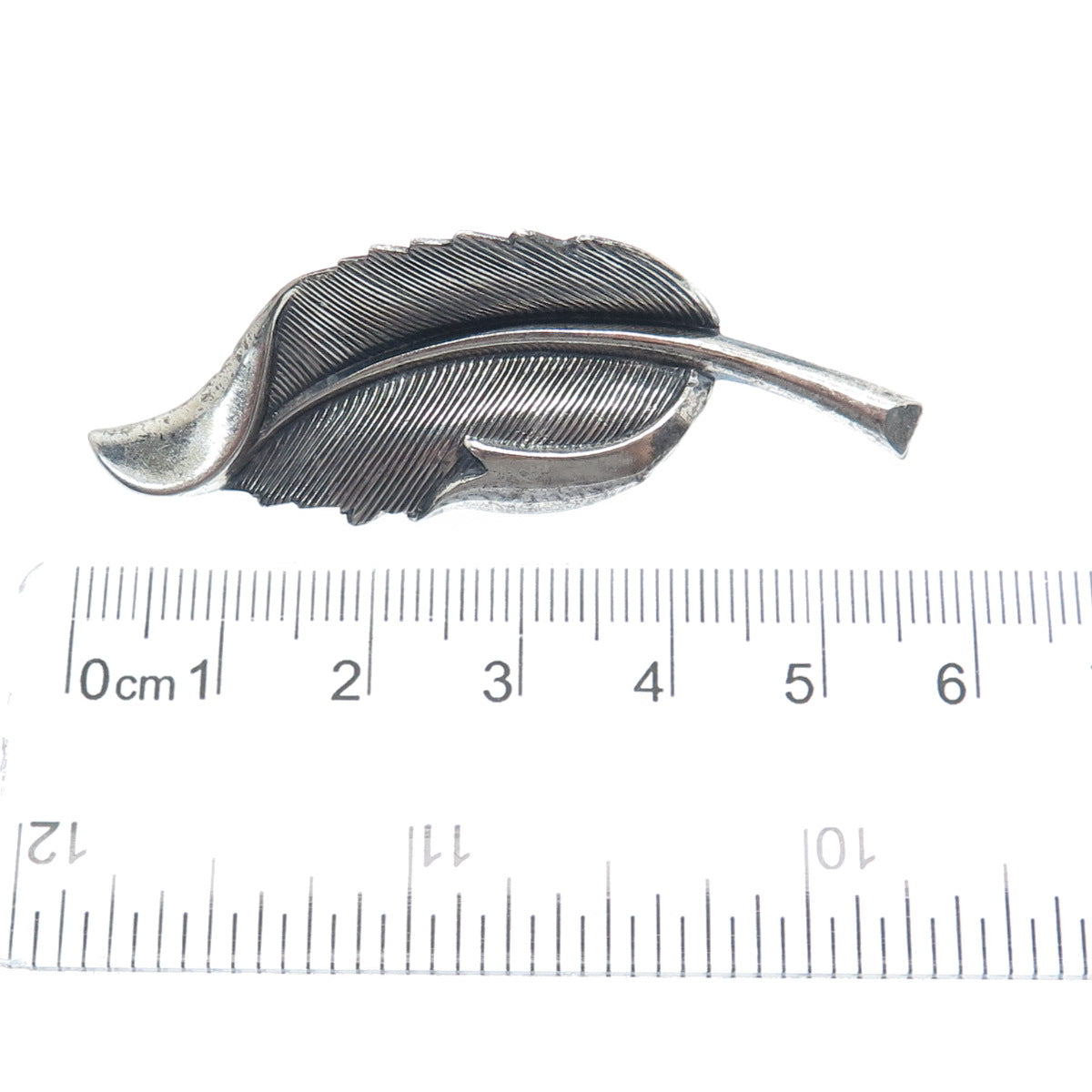 BEAU 925 Sterling Silver Vintage Leaf Oxidized Pin Brooch