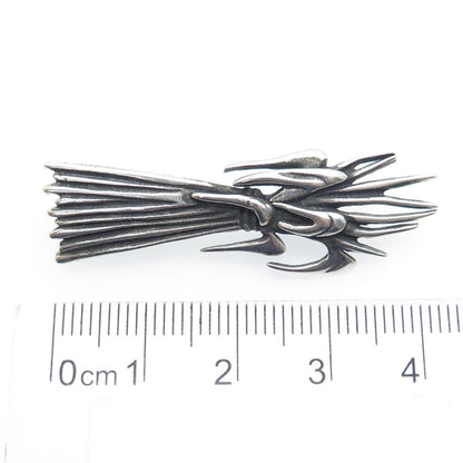 LISA LEE CREATIONS Sterling Silver Vintage Modernist Floral Oxidized Pin Brooch