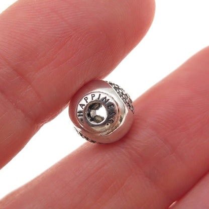 Pandora 925 Sterling Silver C Z Essence Happiness Slide Bead Charm