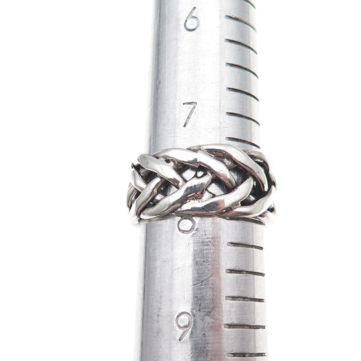 925 Sterling Silver Vintage Braided Oxidized Band Ring Size 8