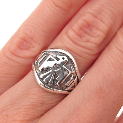 Bell Trading Post Old Pawn Sterling Silver Vintage Thunderbird Ring Size 4.75