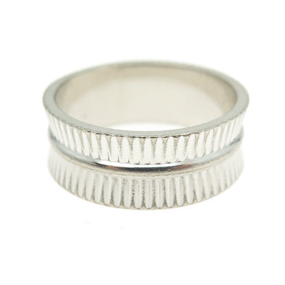 925 Sterling Silver Vintage Ribbed Band Ring Size 6.75