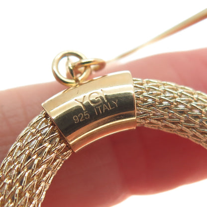 925 Sterling Silver Gold Plated Italy Mesh Oval Circle Dangle Earrings