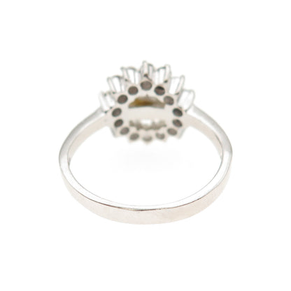 925 Sterling Silver Vintage Faux Pearl & Round-Cut C Z Ring Size 6.75