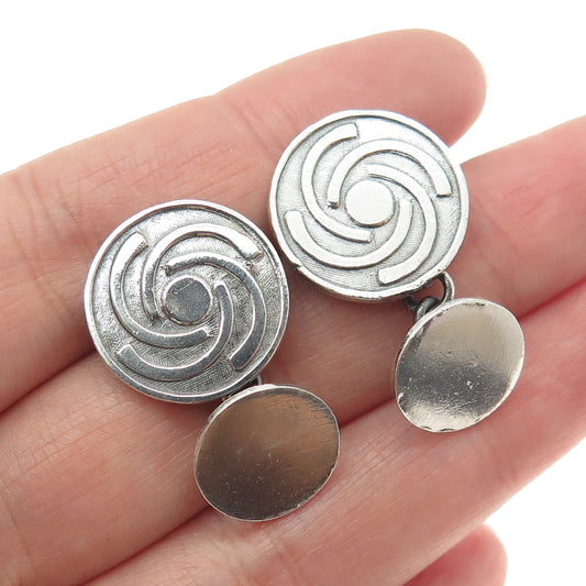 925 Sterling Silver Vintage Taxco Mexico Modernist Floral Cufflinks