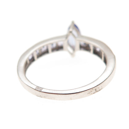 Chuck Clemency 925 Sterling Real Marquise & Princess-Cut Tanzanite Ring Size 8
