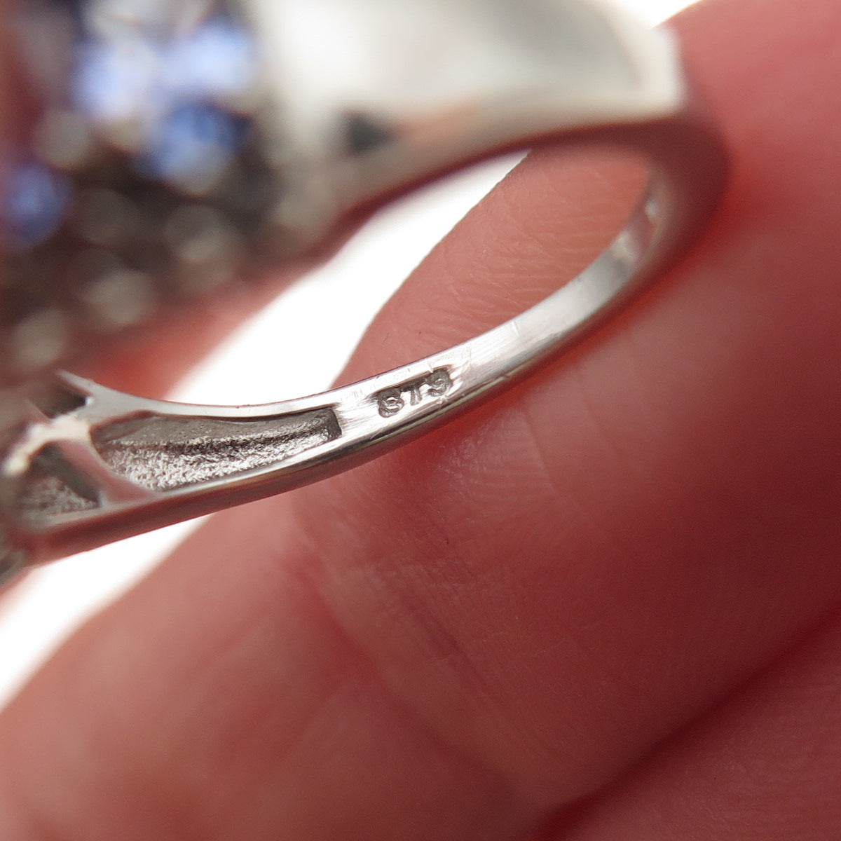 Chuck Clemency 925 Sterling Silver Real Tanzanite & White Topaz Ring Size 5.25