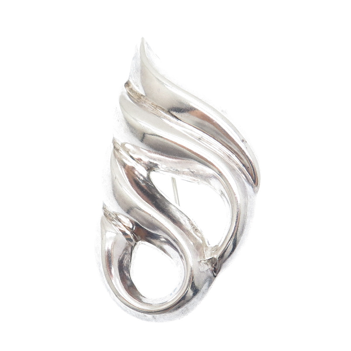 925 Sterling Silver Vintage Modernist Shell Pin Brooch