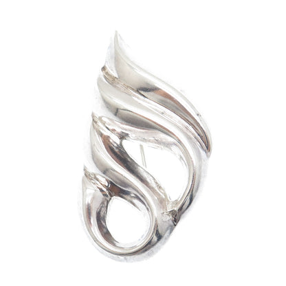 925 Sterling Silver Vintage Modernist Shell Pin Brooch