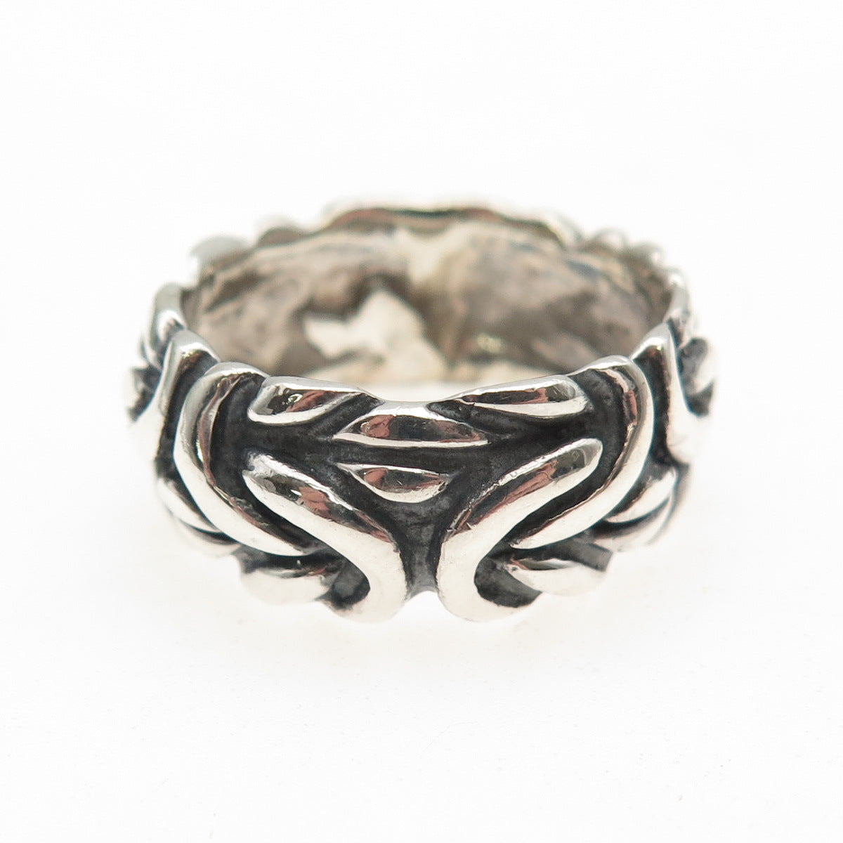 925 Sterling Silver Vintage Byzantine Oxidized Band Ring Size 9.75