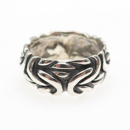 925 Sterling Silver Vintage Byzantine Oxidized Band Ring Size 9.75