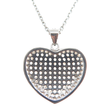 925 Sterling Silver Round-Cut C Z Heart Cable Chain Necklace 18"