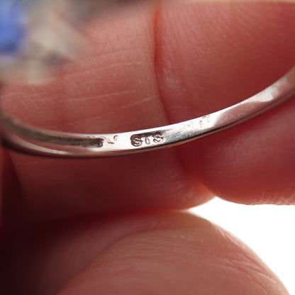 Chuck Clemency 925 Sterling Silver Real Oval-Cut Tanzanite Ring Size 7.25