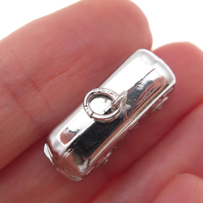 Art's Elegance 925 Sterling Silver Vintage Bus 3D Charm Pendant