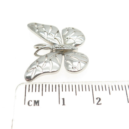 ROSS SIMONS 925 Sterling Silver Real White Diamond Accent Butterfly Pendant