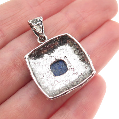 Didae 925 Sterling Silver Vintage Israel Real Lapis Modernist Charm Pendant