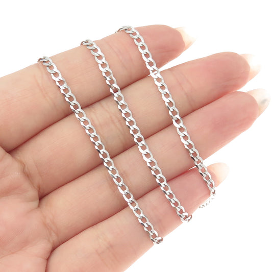 925 Sterling Silver Italy Flat Curb Chain Necklace 18"