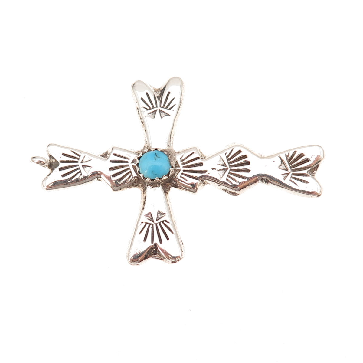 Old Pawn 925 Sterling Silver Vintage Turquoise Cross Snake Eye Tribal Pendant