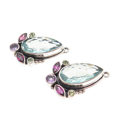 Nicky Butler Sterling Silver Vintage Blue Topaz Amethyst Peridot Jacket Earrings