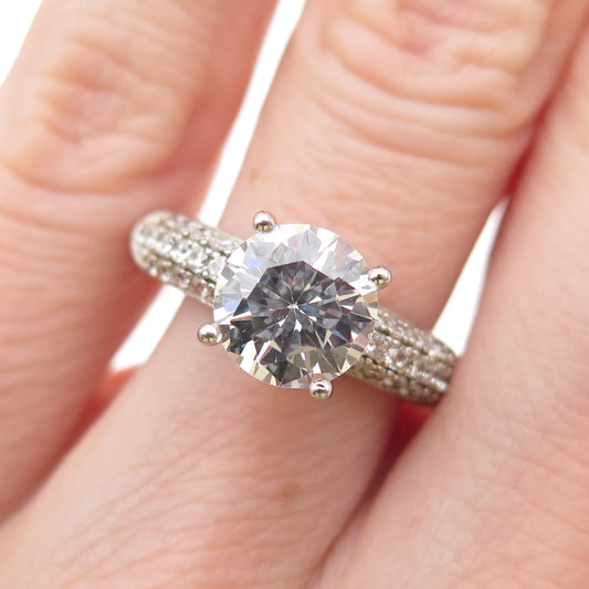 925 Sterling Silver Round-Cut C Z Engagement Ring Size 6