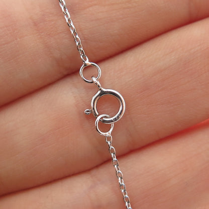 FELICIA DESIGN Sterling Silver Black & White C Z Bird Cable Chain Necklace 18"