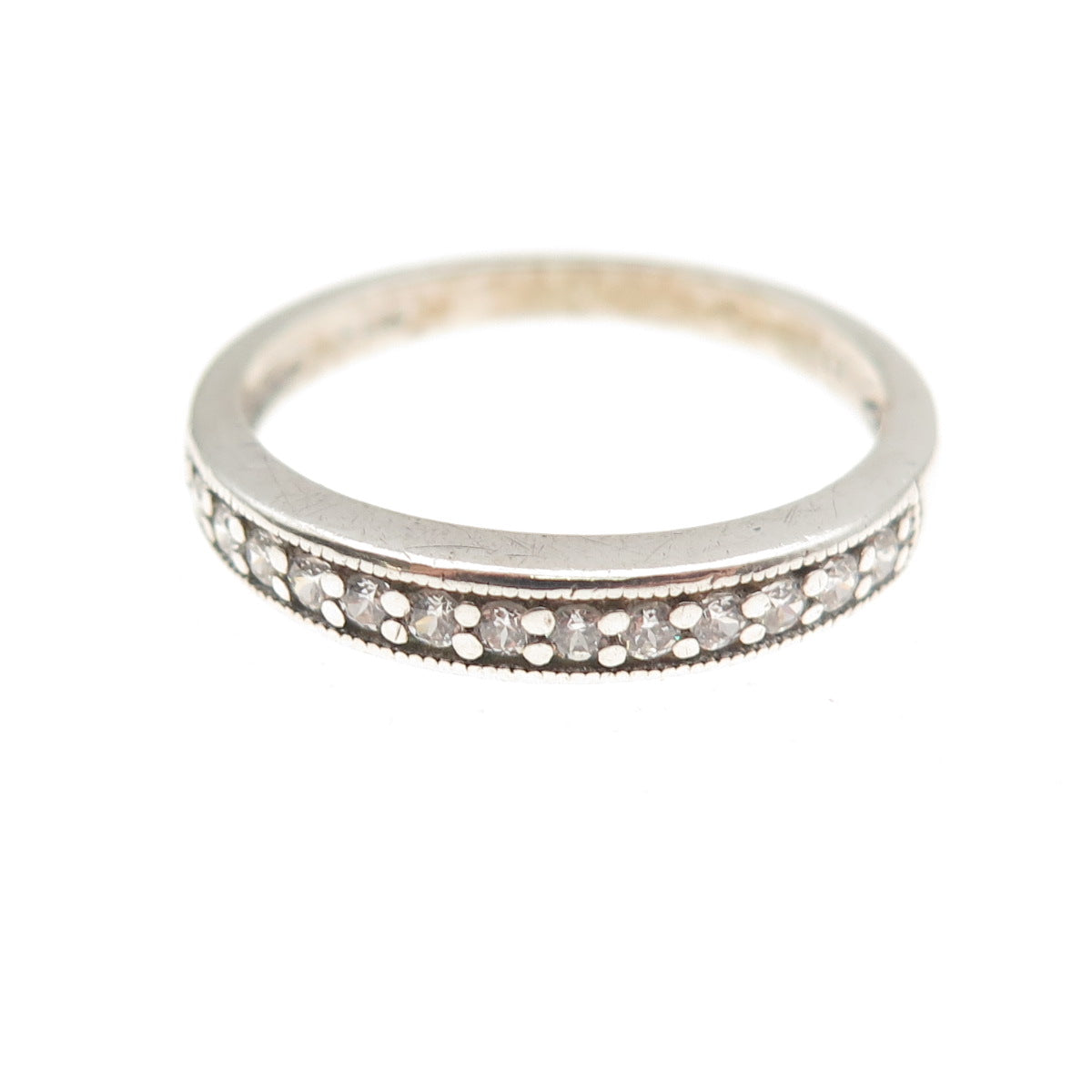 JH Young 925 Sterling Silver Round-Cut C Z Half Eternity Band Ring Size 7