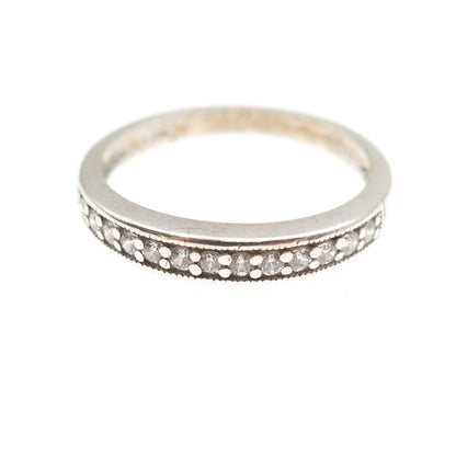 JH Young 925 Sterling Silver Round-Cut C Z Half Eternity Band Ring Size 7