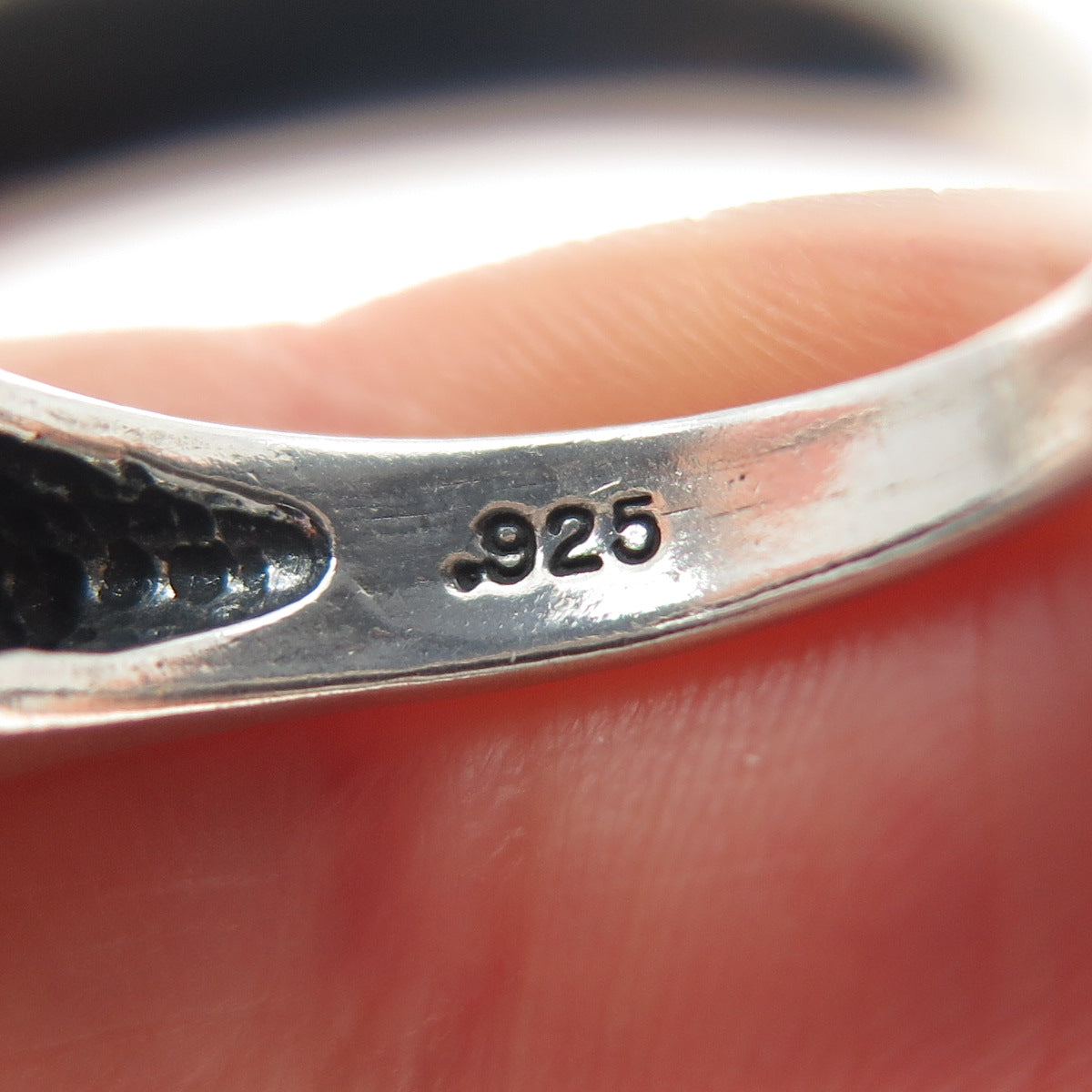 TOUSSIER 925 Sterling Silver Vintage Granulated Oxidized Ring Size 6.75
