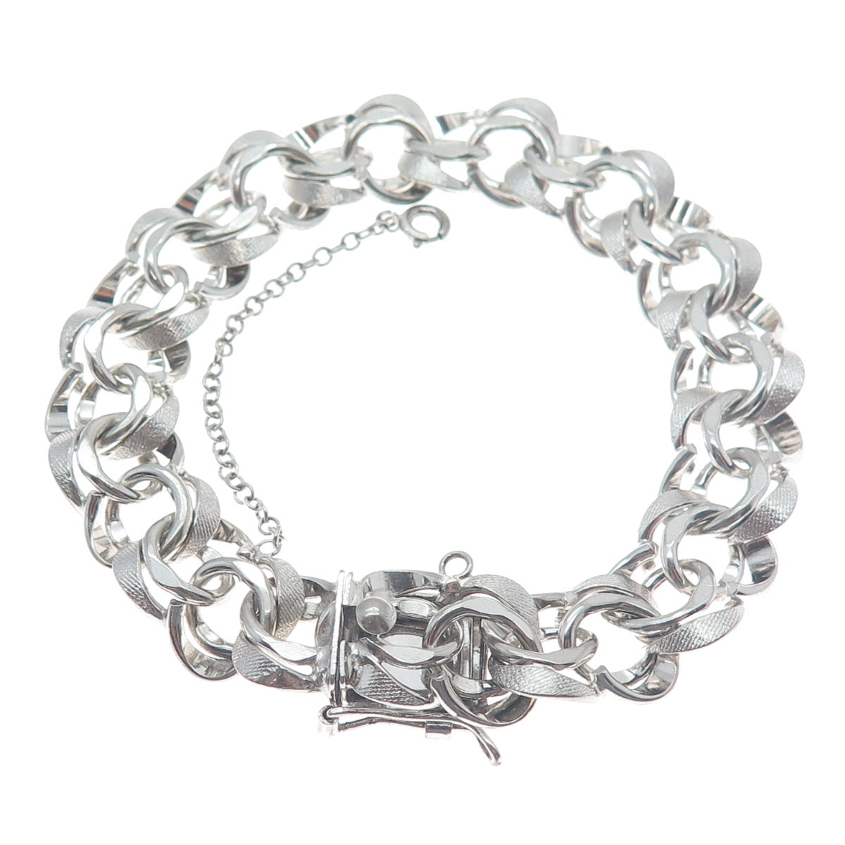 AMERICAN 925 Sterling Silver Antique Art Deco Bismark Link Bracelet 7.25"